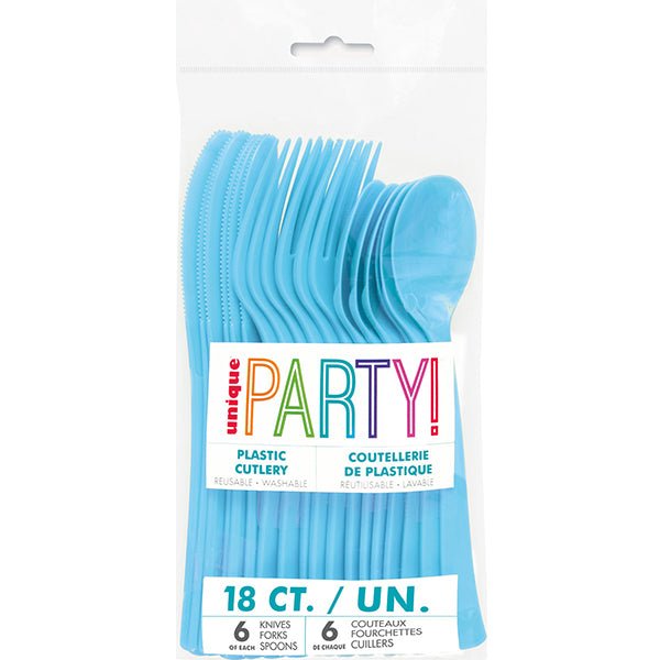 18pk Reusable Plastic Cutlery - Pastel Blue - Everything Party