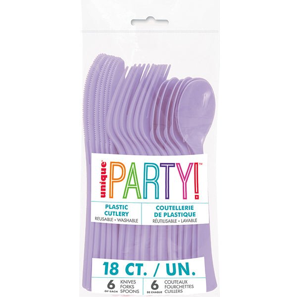18pk Reusable Plastic Cutlery - Pastel Lavender - Everything Party