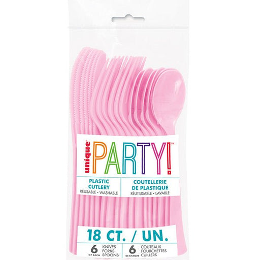 18pk Reusable Plastic Cutlery - Pastel Pink - Everything Party