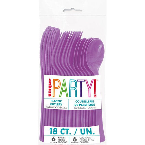 18pk Reusable Plastic Cutlery - Pretty Purple - Everything Party