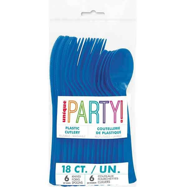 18pk Reusable Plastic Cutlery - Royal Blue - Everything Party