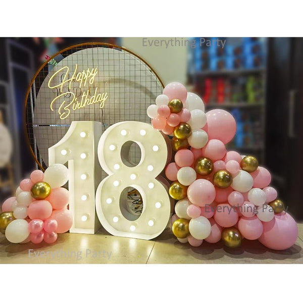 18th Birthday Balloon Garland with 1m LED Number Lights - Everything Party