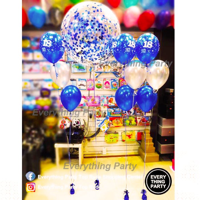 18th Birthday Boy Jumbo Confetti Balloon Arrangement - Everything Party