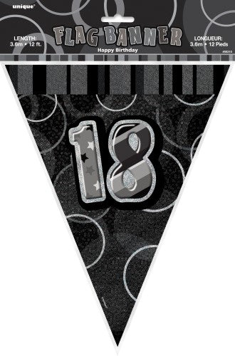 18th Birthday Flag Banner (Blue, Pink, Black) - Everything Party