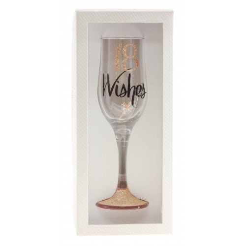18th Birthday Wishes Rose Gold Champagne Glass - Everything Party