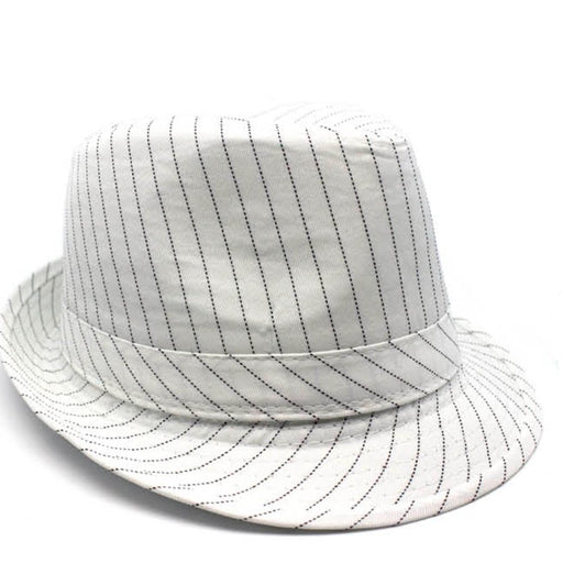 1920's Gangster Stripe Fedora Trilby Hat - White - Everything Party