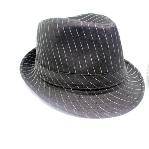 1920's Gangster Stripy Fedora Trilby Hat - Black - Everything Party