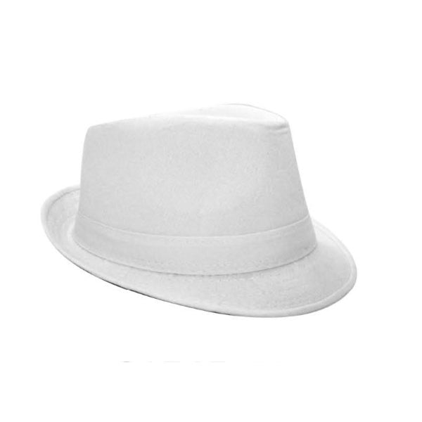 1920's Gangster Trilby Fedora Hat - White with White Ribbon - Everything Party