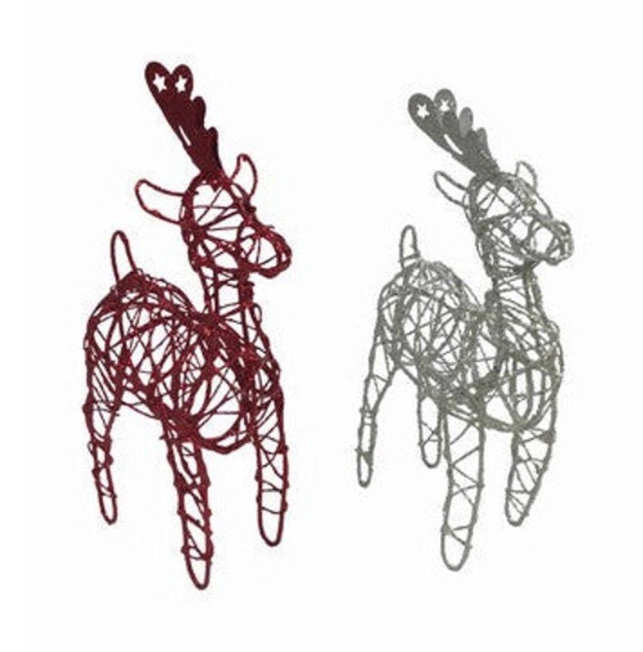 19cm Wire Glitter Reindeer Christmas Table Decoration - Everything Party