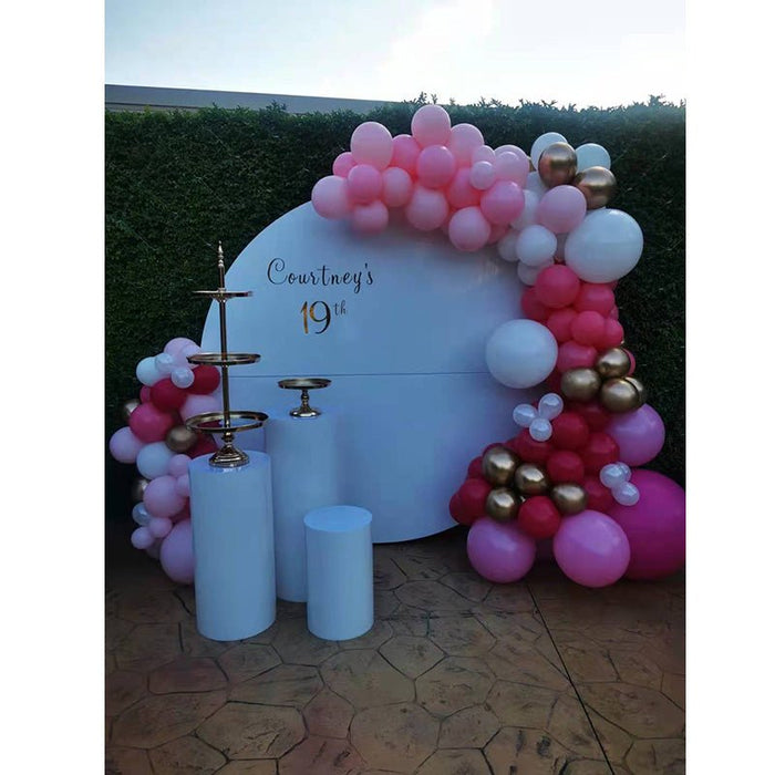 19th Birthday Balloon Garland on 2m Circle Backdrop with LED Number Lights - Everything Party