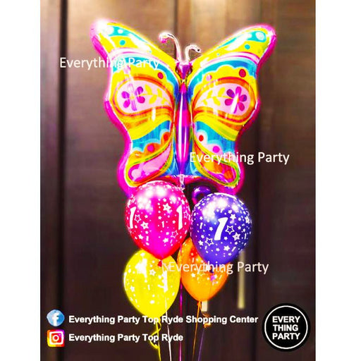1st Birthday Girl Butterfly SuperShape Helium Balloon Bouquet - Everything Party