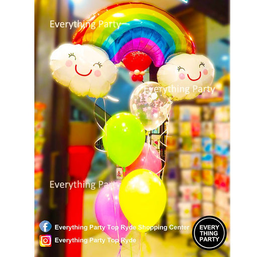 1st Birthday Girl Rainbow Cloud Helium Balloon Bouquet - Everything Party