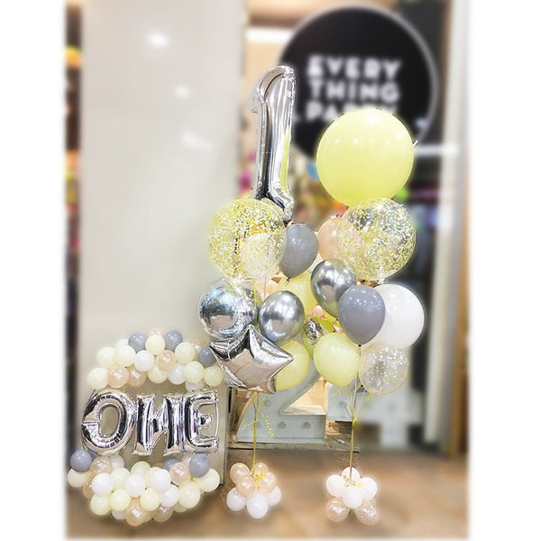 1st Birthday Jumbo Number and 2ft Jumbo Latex Helium Balloon Bouquet - Everything Party