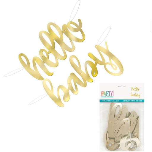 2 Piece Hello Baby Foil Script Banner - Everything Party