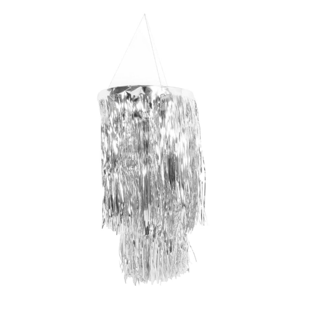 Tatuo 2-Pack Metallic Tinsel Chandeliers - 4 Ft Silver Fringe Party Decor For Weddings & Events