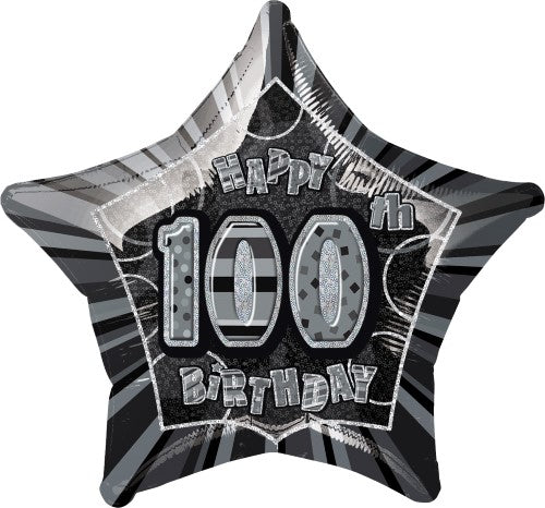 20" Happy 100th Birthday Foil Balloon Star Shape - (Blue, Pink, Black) - Everything Party