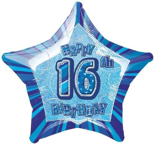 20" Happy 16th Birthday Foil Balloon Star Shape - (Blue, Pink, Black) - Everything Party