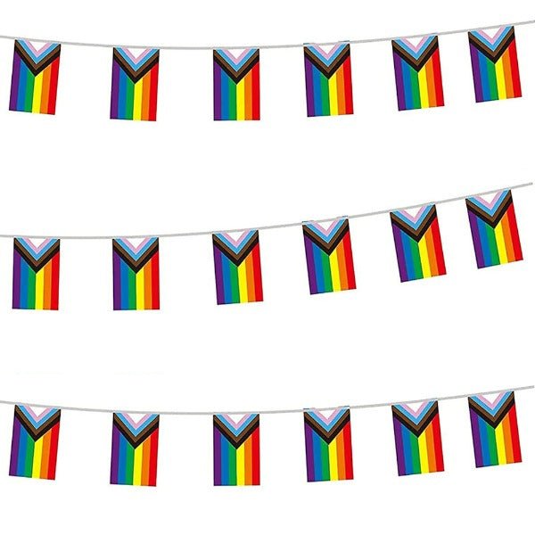 20pcs Progress Pride LGBTQ+ Rainbow Bunting Flag - Everything Party