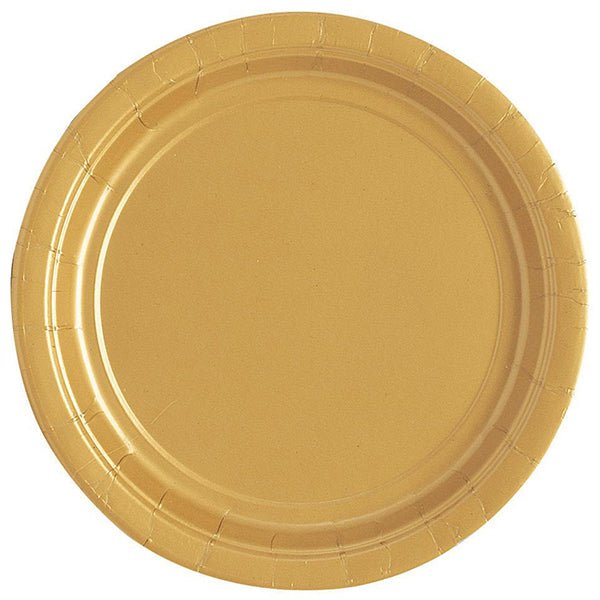 20pk Gold Paper Plates - 18cm - Everything Party