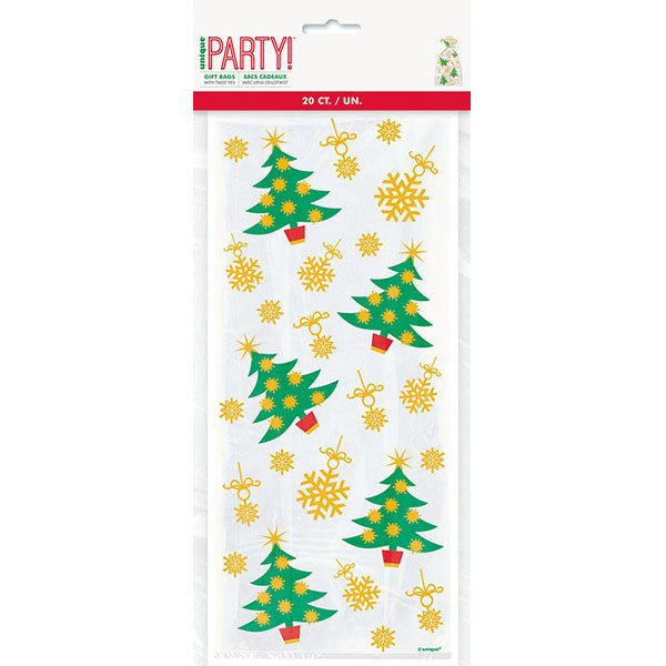 20pk Printed Tree and Snowflakes Christmas Cello Bags - Everything Party