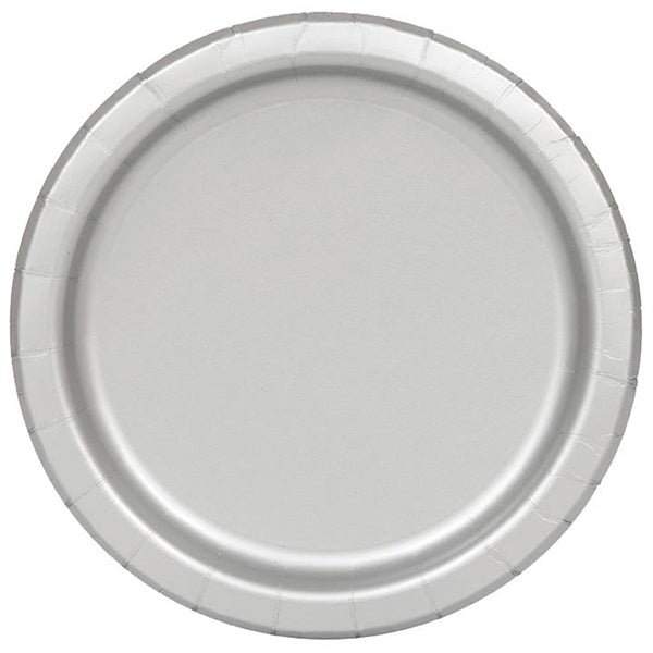 20pk Silver Paper Plates - 18cm - Everything Party