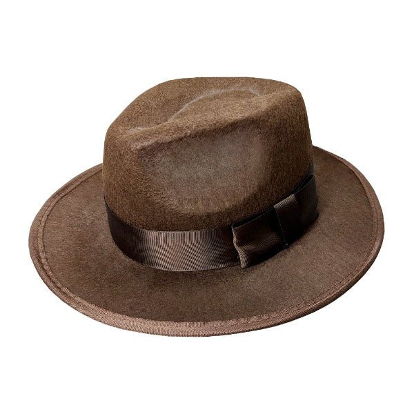 20's Gangster Style Brown Trilby Hat - Everything Party