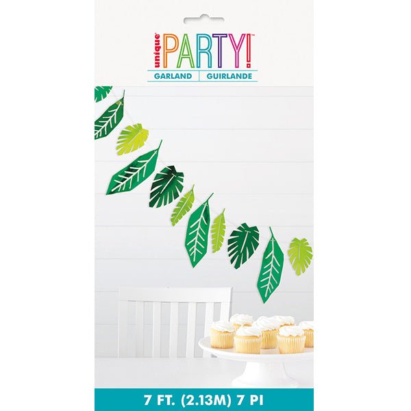 2.13m Foil Safari Leaves Garland - Everything Party