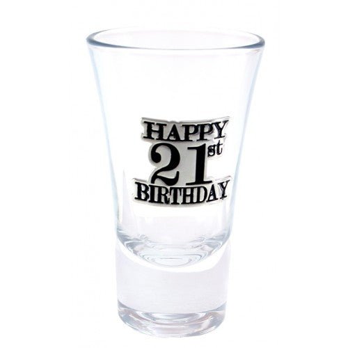 21st Birthday Black Badge Shot Glass - Everything Party