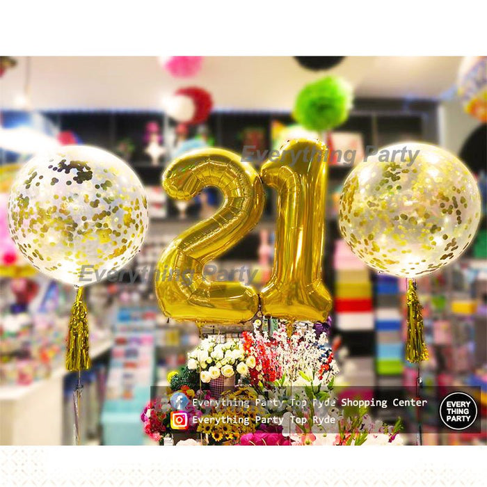 21st Birthday Confetti Helium Balloon Bouquet - Everything Party