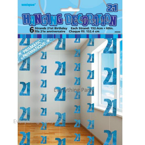 21st Birthday Glitz Hanging Decorations (Blue, Pink, Black) - Everything Party