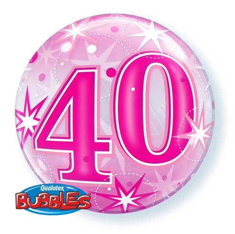 22" Qualatex 40th Birthday Star Burst Pink Bubbles - Everything Party