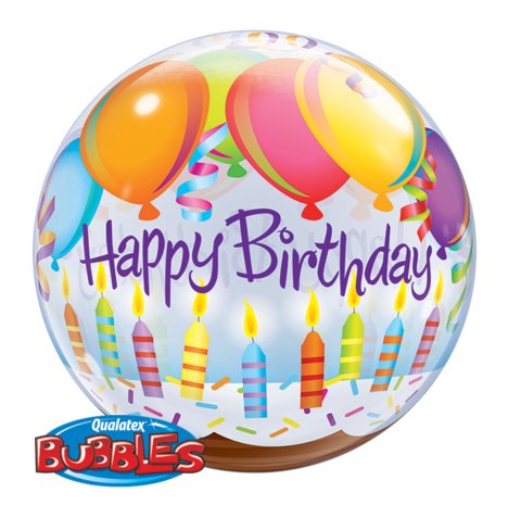 22" Qualatex Birthday Balloon And Candle Bubbles Balloon - Everything Party