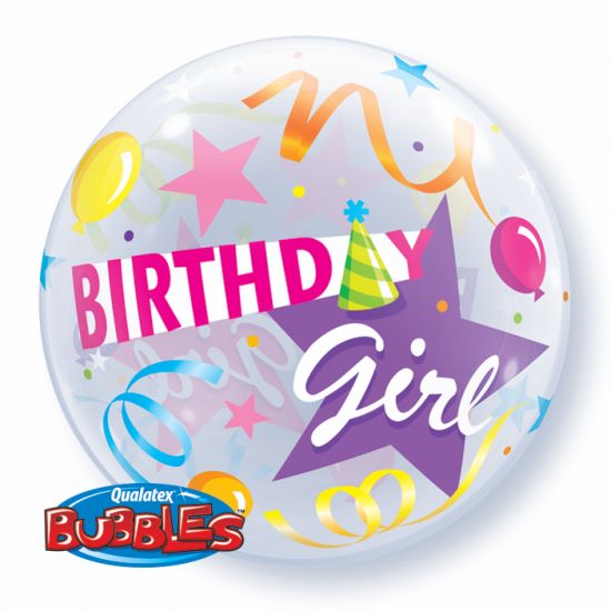 22" Qualatex Birthday Girl Bubbles Balloon - Everything Party