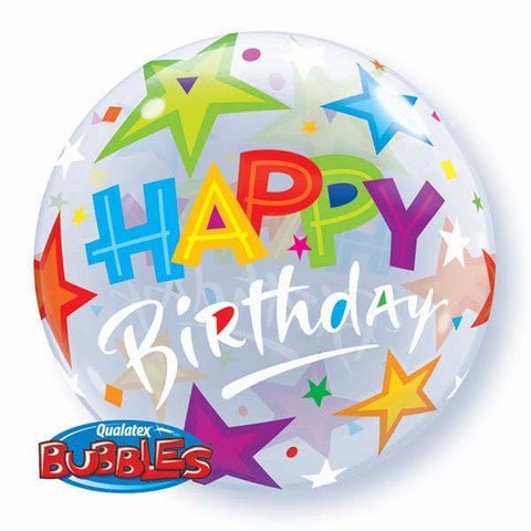 22" Qualatex Birthday Star Around Bubbles Balloon - Everything Party