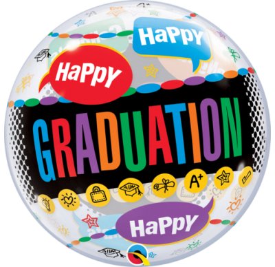 22" Qualatex Happy Graduation Bubbles Balloon - Everything Party