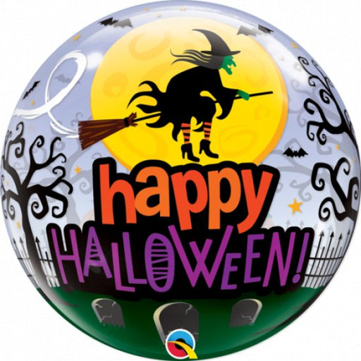 22" Qualatex Happy Halloween Witch Haunting Bubbles Balloon - Everything Party