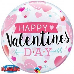 22" Qualatex Happy Valentine's Day Bubbles Balloon - Everything Party