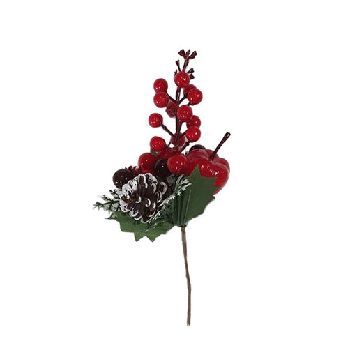22cm Christmas Red Berry Picks with Holly Apple and Pine Corn - Everything Party