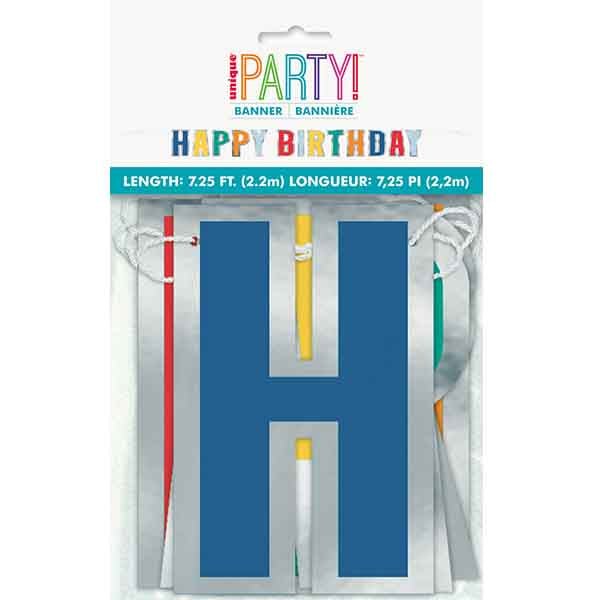 2.2m Happy Birthday Multi Colour Letter Banner - Everything Party