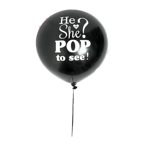 24" Black He or She Latex Balloon with Confetti - Everything Party