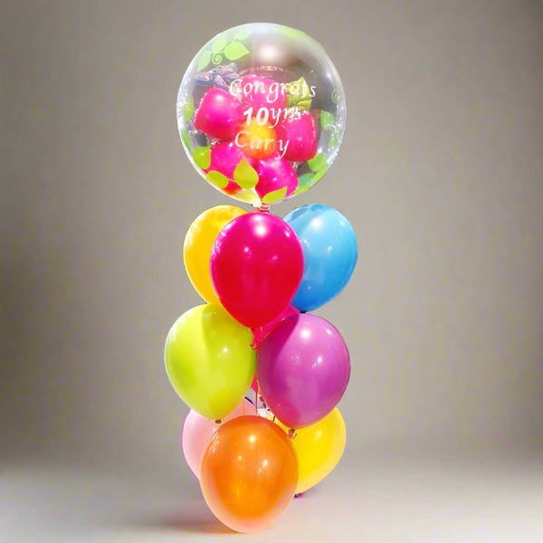 24" Double Bubbles Balloon Bouquet with Vinyl Writing - Everything Party