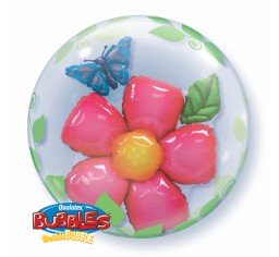 24" Qualatex Double Bubble Balloon with Flower - Everything Party