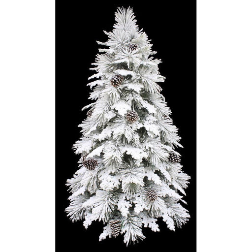 240cm Deluxe Snowy Flocked Christmas Tree with Pine Needle and Pine Cone - Everything Party