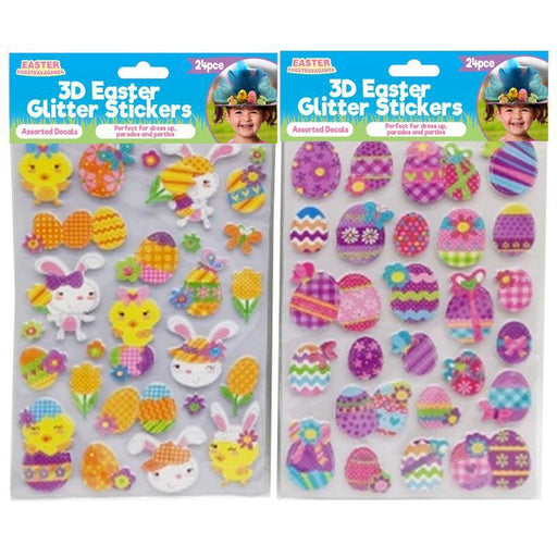 24pcs 3D EVA Glitter Easter Stickers - Everything Party