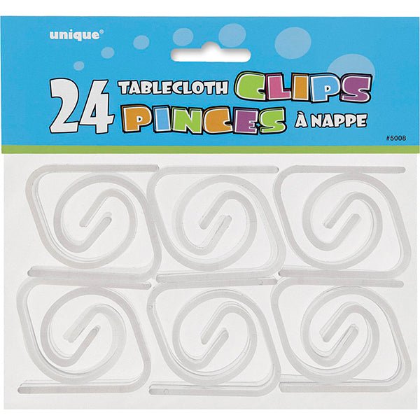 24pk Clear Tablecover Clips - Everything Party