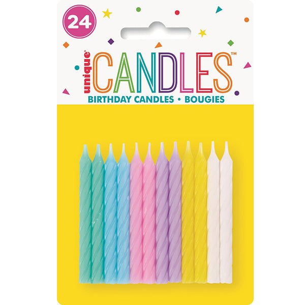 24pk Pastel Spiral Birthday Candles - Everything Party