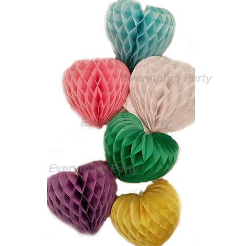25cm Decorative Paper Honeycomb Heart - (6 colours) - Everything Party