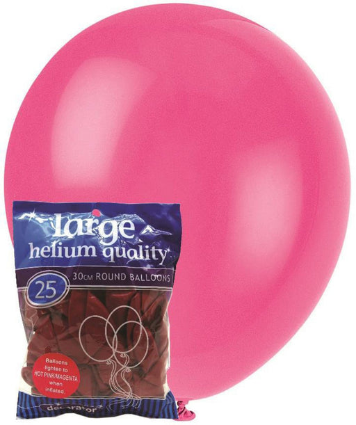 25pk Decorator Helium Quality Latex Balloons 30cm - Hot Pink - Everything Party