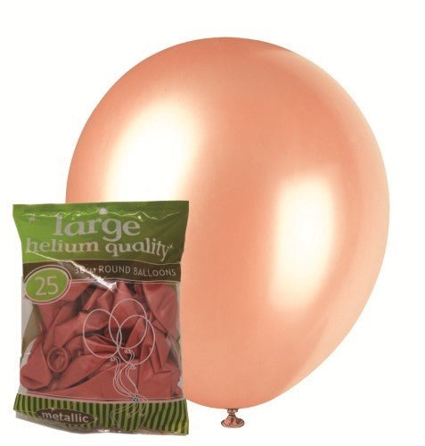 25pk Decorator Helium Quality Latex Balloons 30cm - Metallic Rose Gold - Everything Party