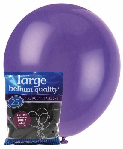 25pk Decorator Helium Quality Latex Balloons 30cm - Purple - Everything Party